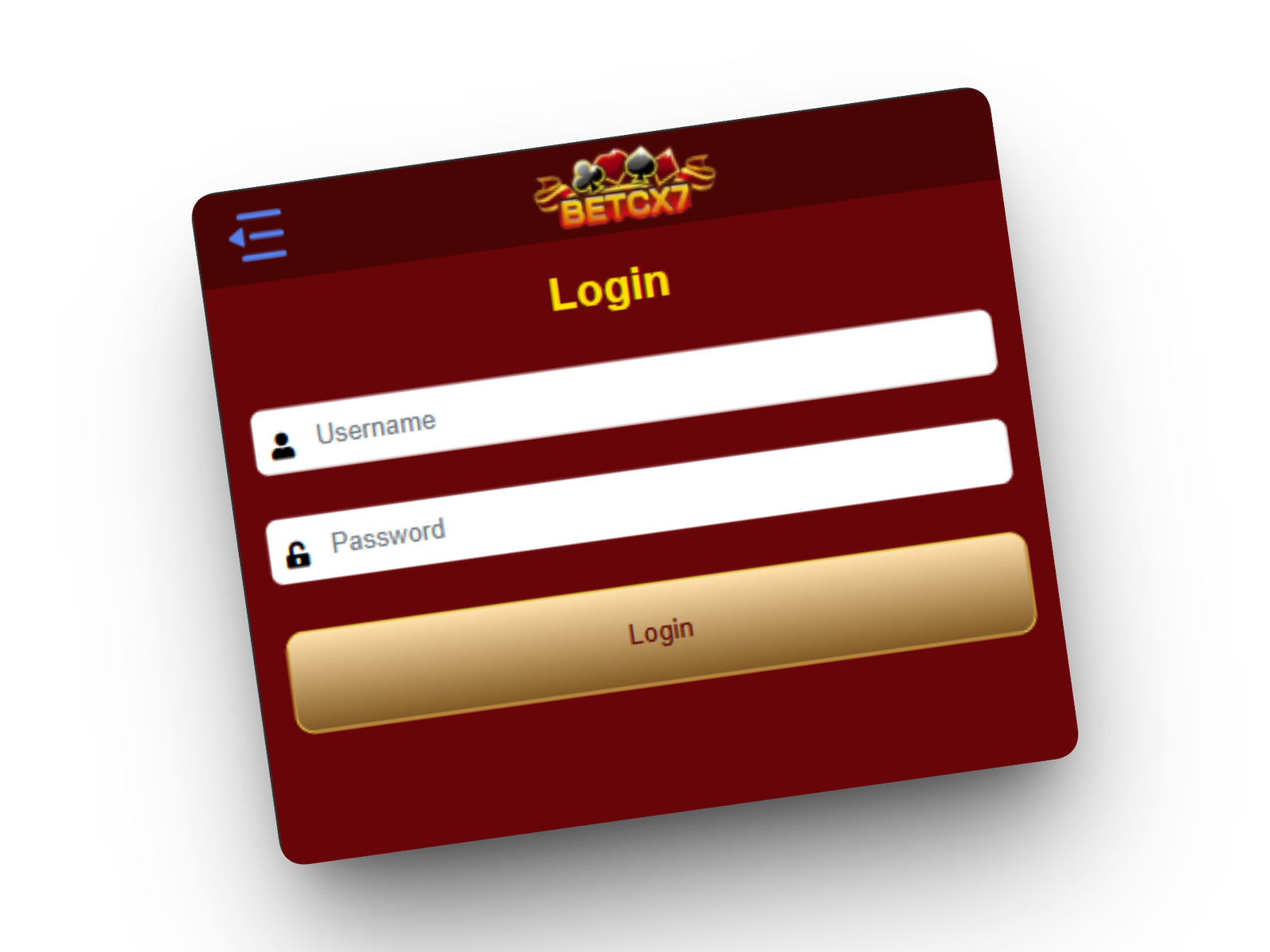 BetCX7 login interface